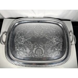 Vintage Kensington Silverplate Serving Tray No. 7840 Ornate Butler Tray 26"